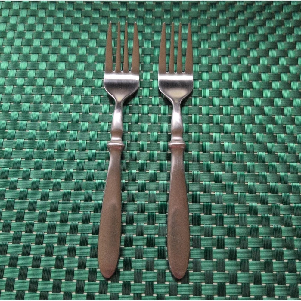 Cambridge TOWNHOUSE Salad Forks Set Lot of 2 SATIN Stainless Bistro Style VTG